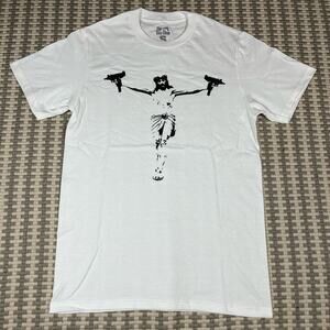 The Gun Shop Jesus Spary and pray Tee T Shirt White Men’s Sz S New